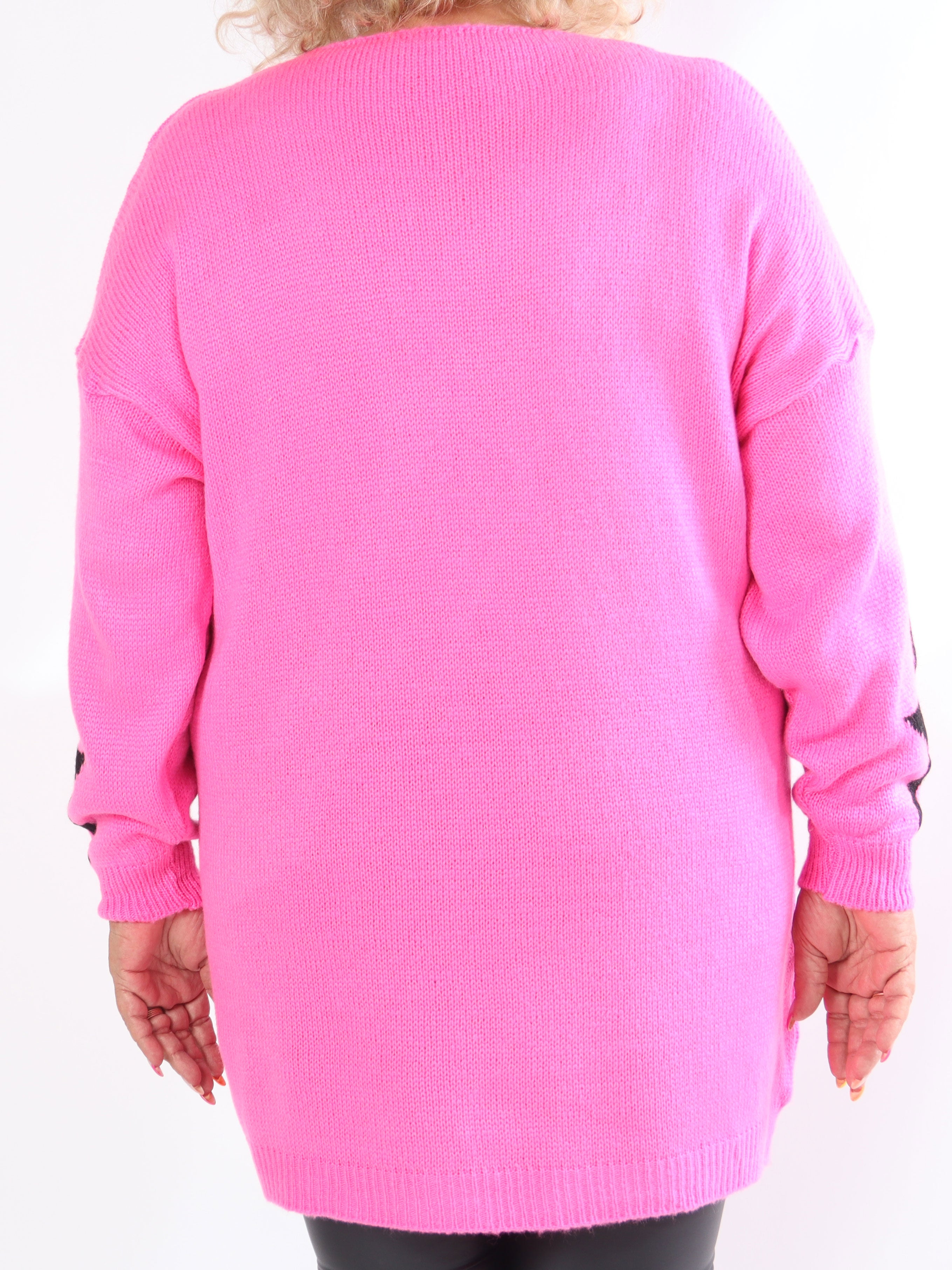 Zaria - Plus size strikkjole med stjerner og v-udskæring